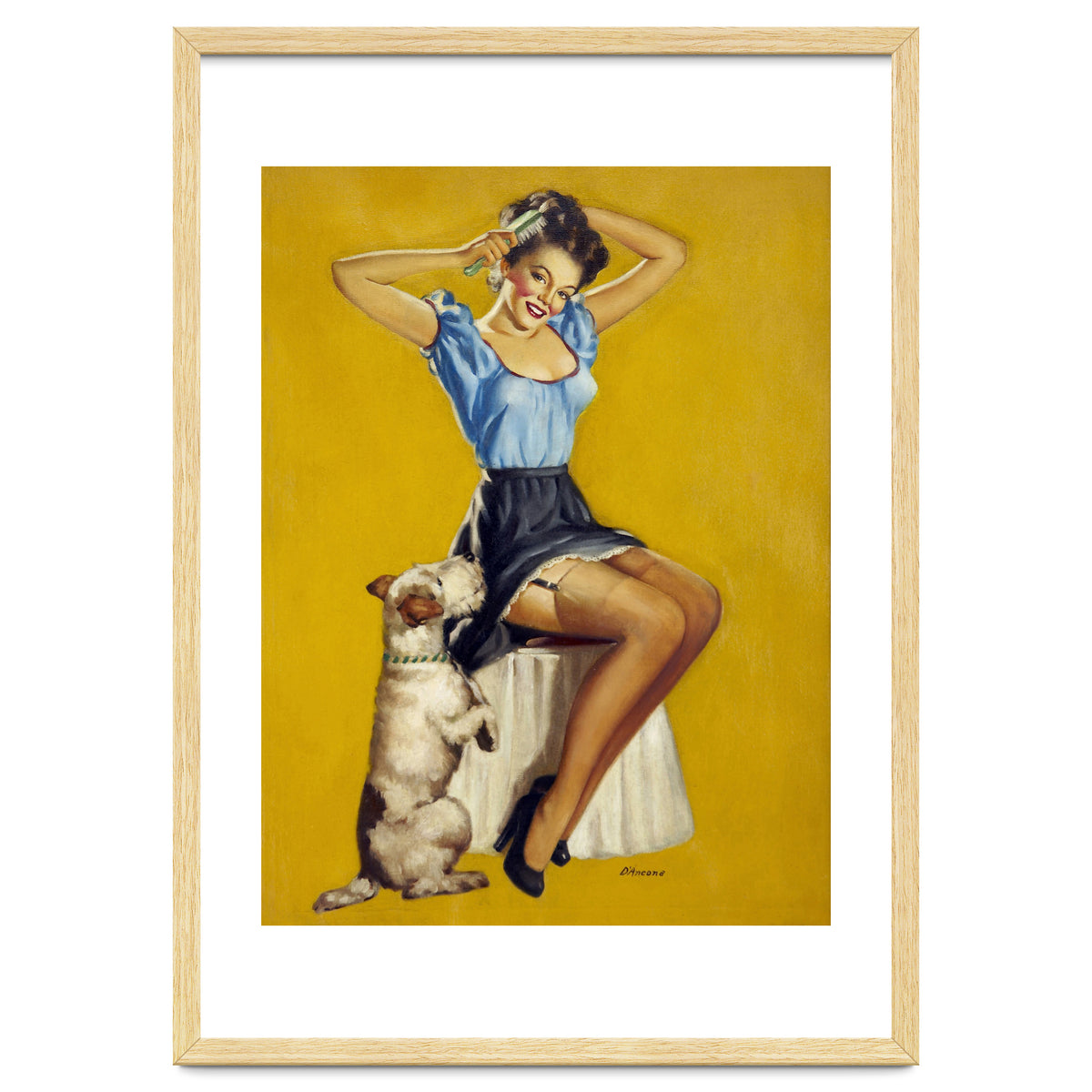 Pinup Woman Posing With Her Dog