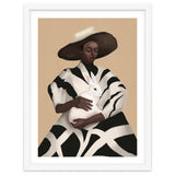 Woman In Stripes Holding A White Rabbit thumbnail