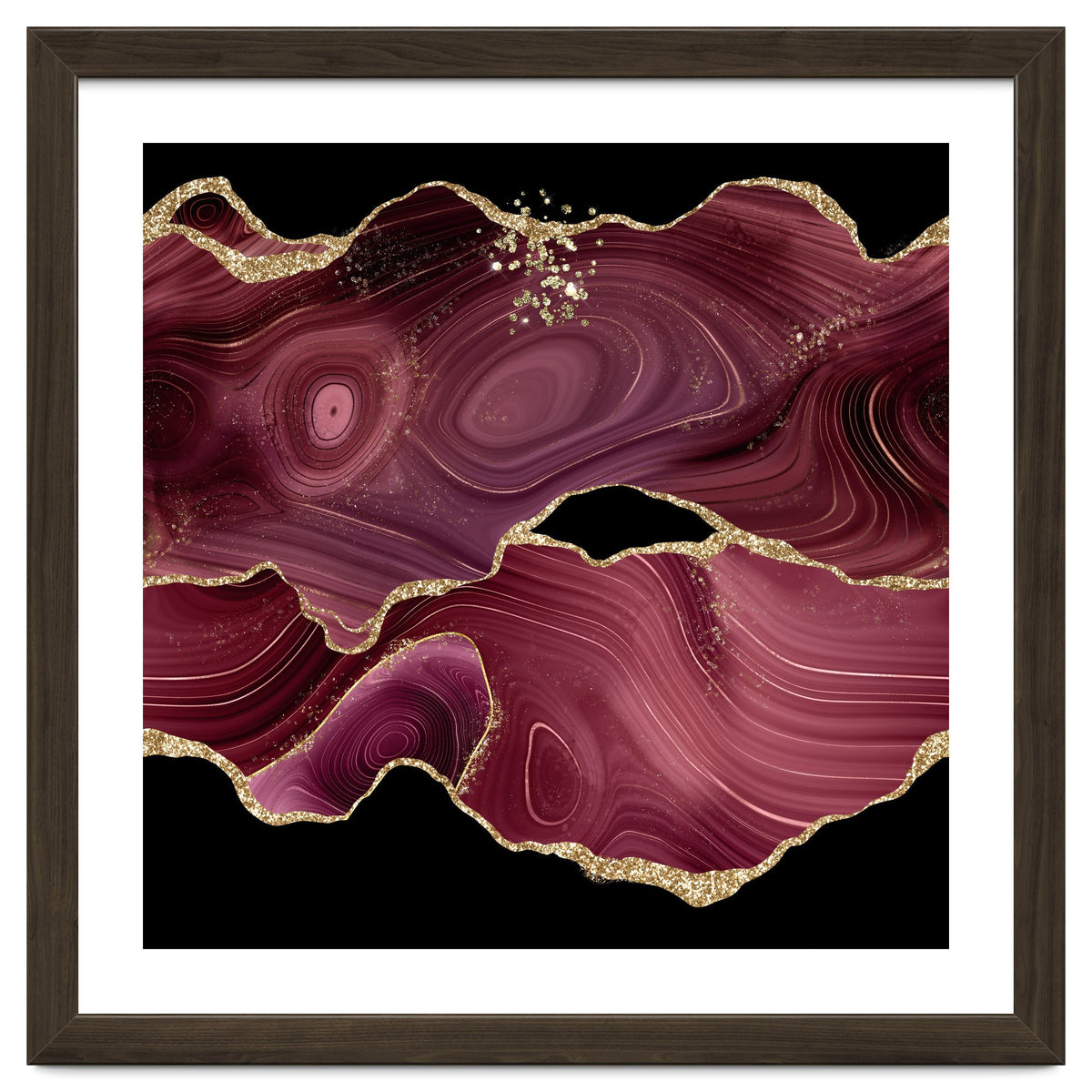 Burgundy & Gold Glitter Agate Texture 03