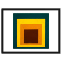 JOSEF ALBERS - HOMAGE TO THE SQUARE DARK GREEN YELLOW ORANGE BROWN