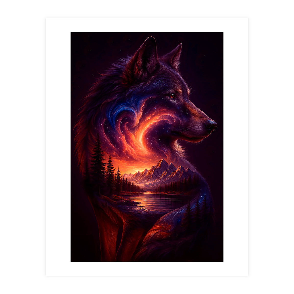 The Nebula Guardian Wolf of the Mountains (Print Only)