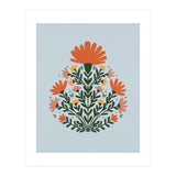 Symmetrical floral bouquet - orange and green (Print Only) thumbnail