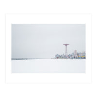 Amusement park in the winter seascape (Print Only)