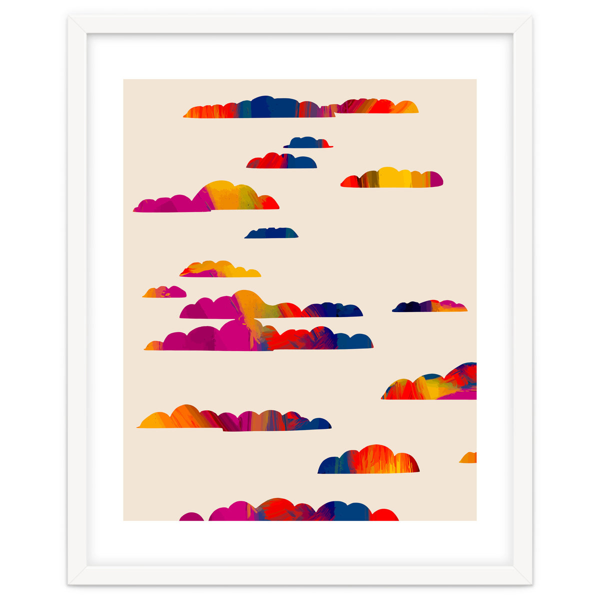 Totem Clouds, Colorful Sky Vibrant Eclectic Bohemian, Abstract Positivity Good Vibes Boho Contemporary Modern Painting