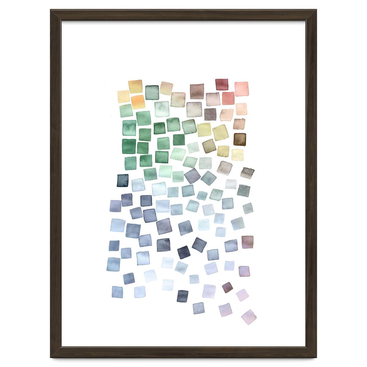 Watercolor Geometric Square Shapes Blue