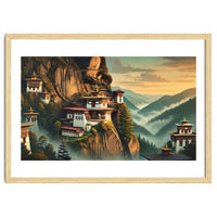 Vintage Bhutan, Mountain Monasteries Poster