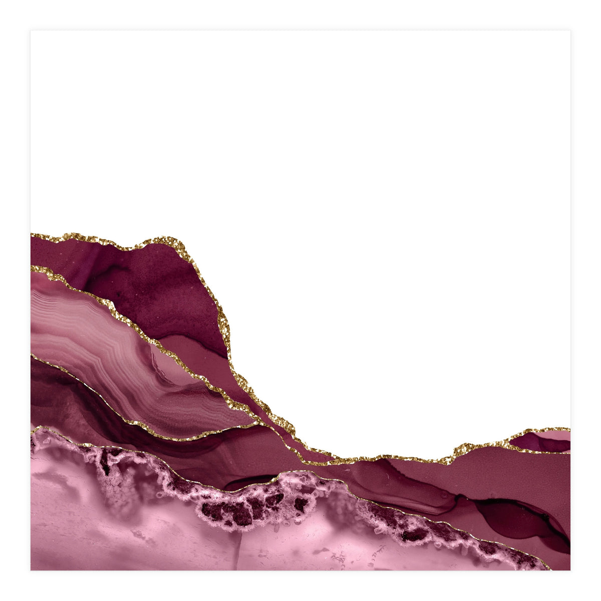 Burgundy & Gold Agate Texture 23  (Print Only)