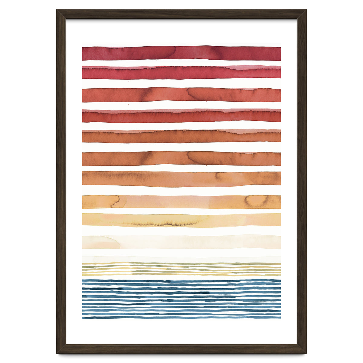 Watercolour Sunset Stripes Orange