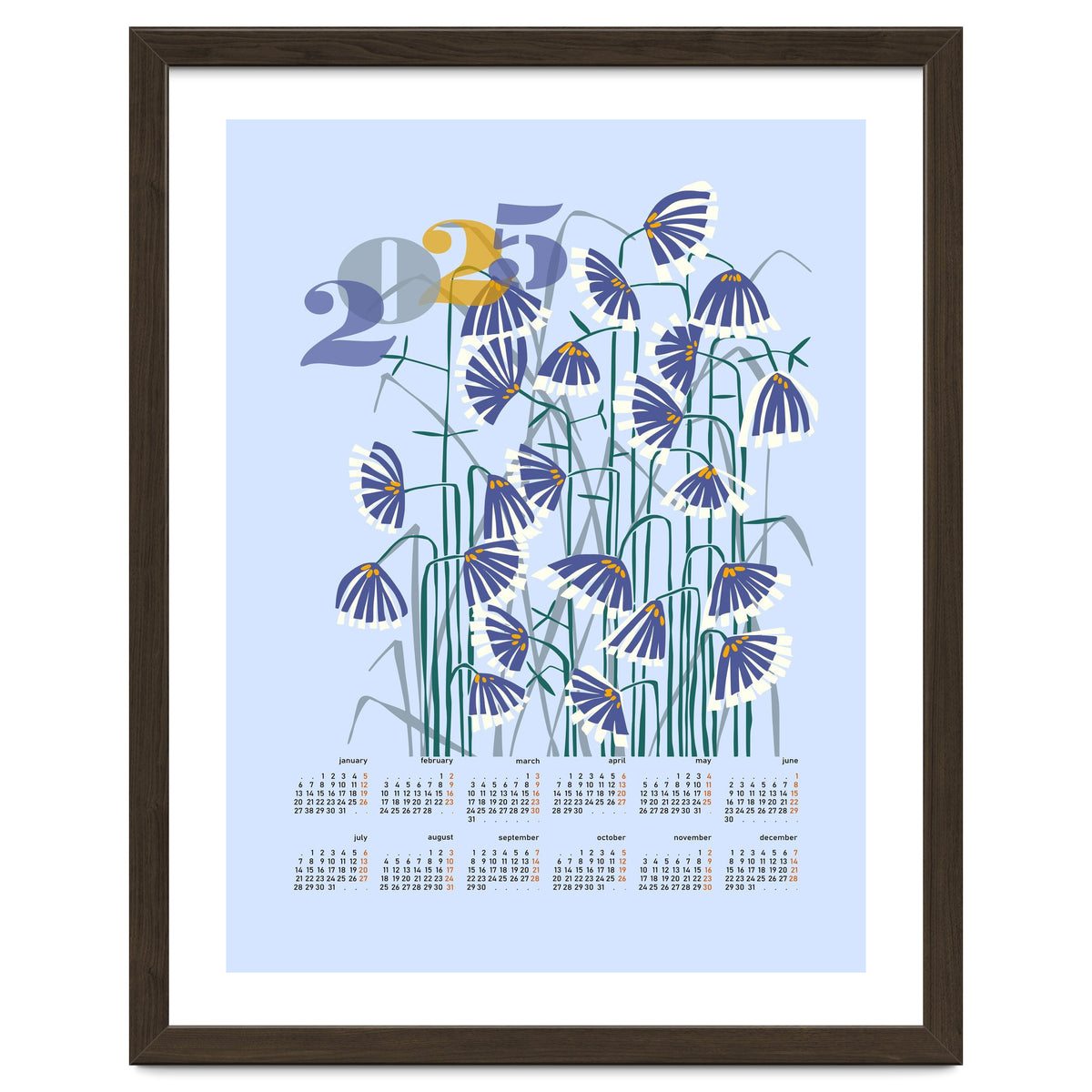 calendar 2025 pastel light blue