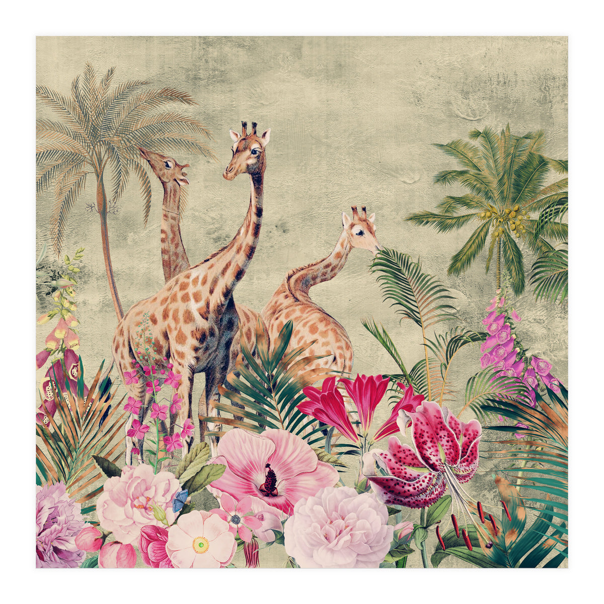 Exotic Vintage African Flower Safari  (Print Only)