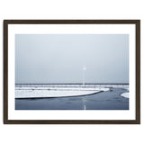 Street light turned on the winter snow street thumbnail
