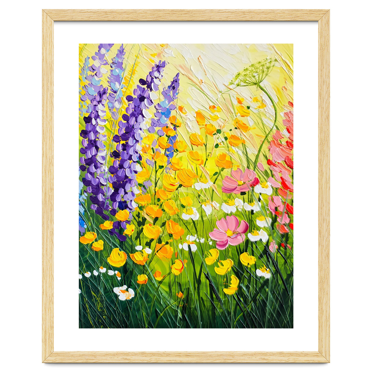 Sun-Drenched Wildflower Meadow Oil Painting