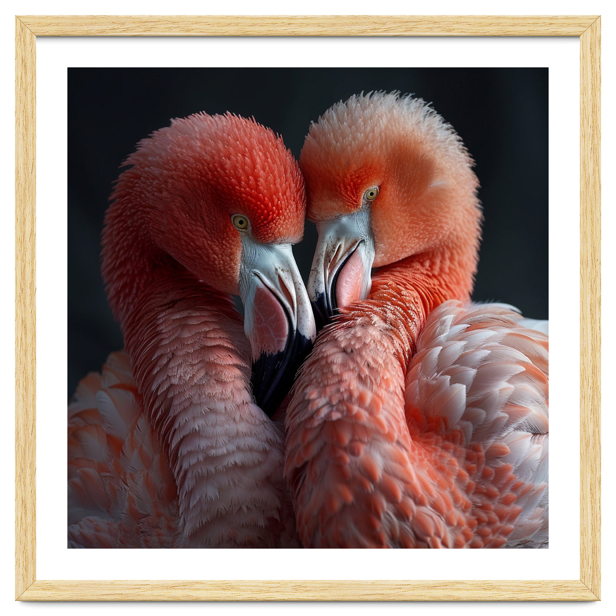 Two Flamingos Together Showing Affection