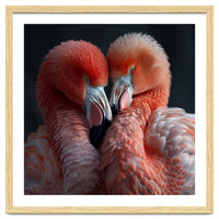 Two Flamingos Together Showing Affection