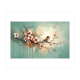 Bird Resting On Cherry Blossom Branch (Print Only) thumbnail