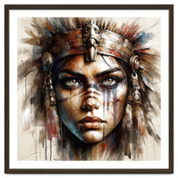 Regal Warrior Woman Watercolor Portrait