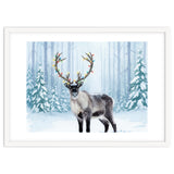 Reindeer with Christmas Lights, Deer Magical Winter Art thumbnail