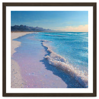 Sparkling Pastel Shoreline with Glittering Turquoise Waves