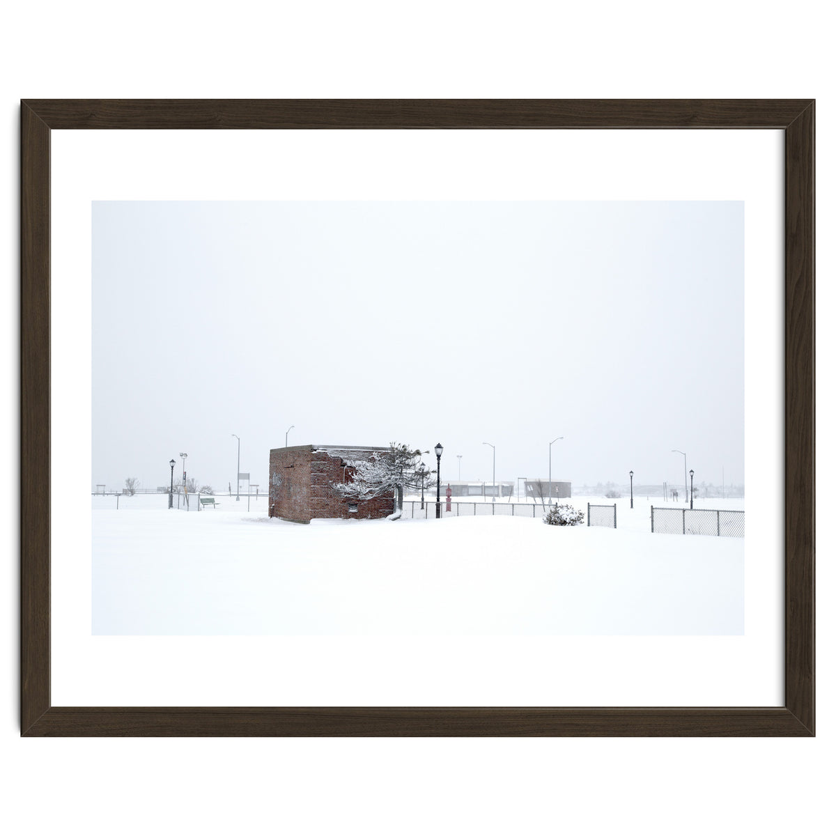Barn in the winter snowscape