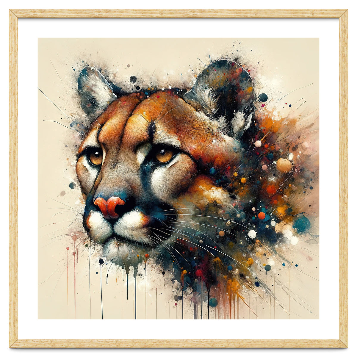 Watercolor Cougar Portrait