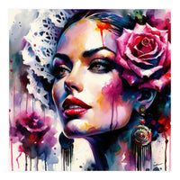 Rose Mantilla Flamenco Portrait (Print Only)