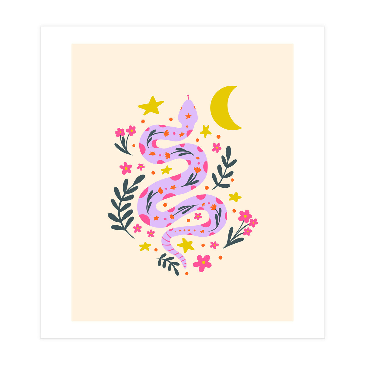 Lunar Snake  - lavander and cream (Print Only)