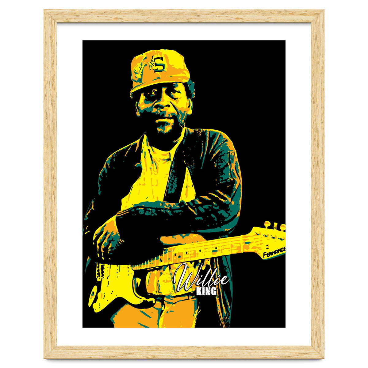 Willie King American Blues Guitarist in Pop Art