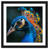 Peacock Bird Portrait Detailed Feathers Vibrant Colors thumbnail