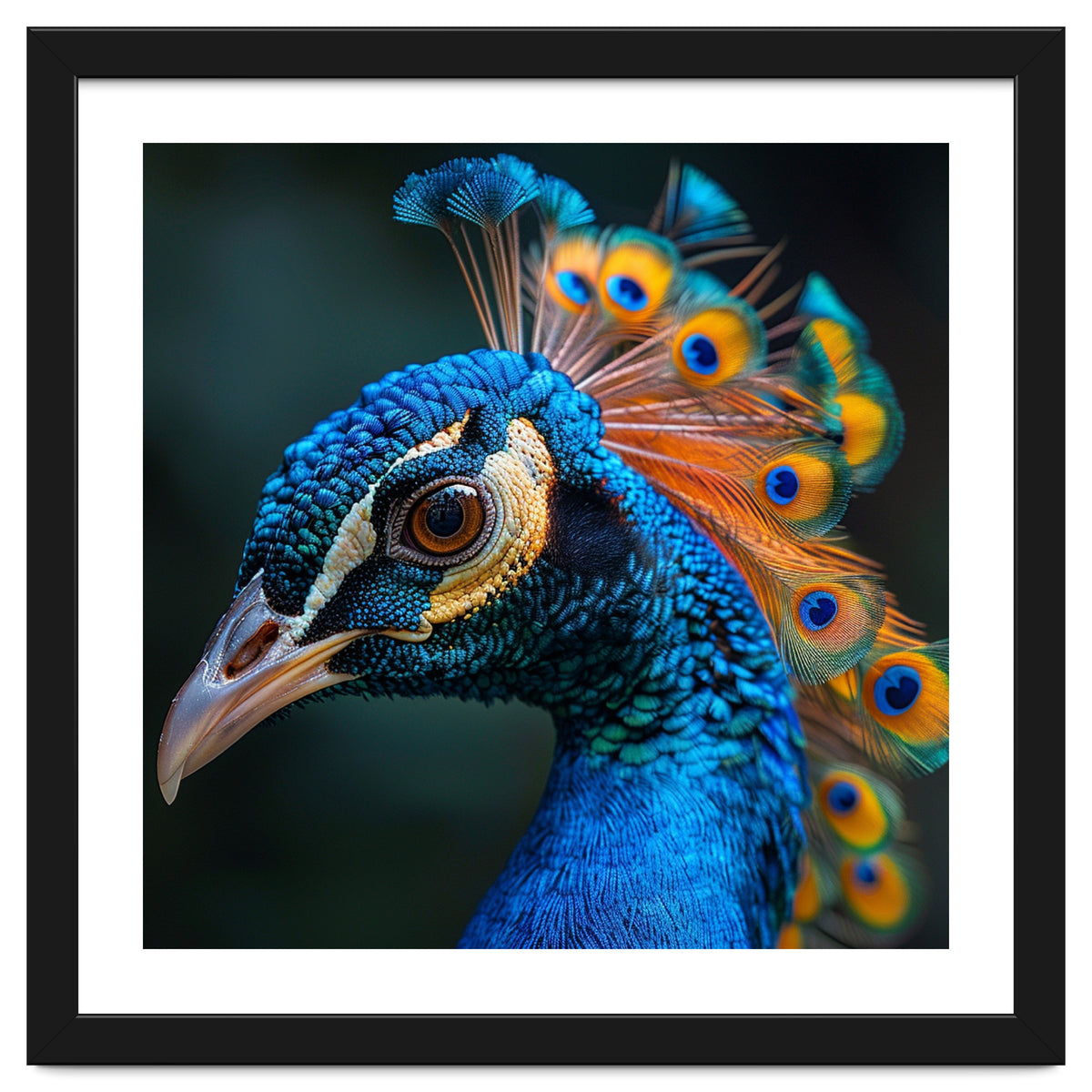 Peacock Bird Portrait Detailed Feathers Vibrant Colors