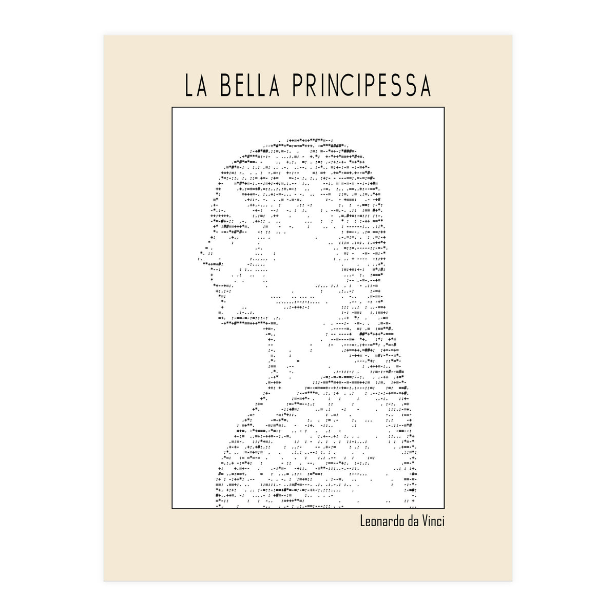 La Bella Principessa – Leonardo Da Vinci Ascii Art (Print Only)