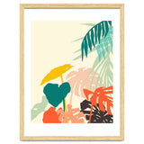 Tropical Nature, Botanical Pastel Jungle Plants Illustration, Minimal Bohemian Palm Monstera Forest thumbnail