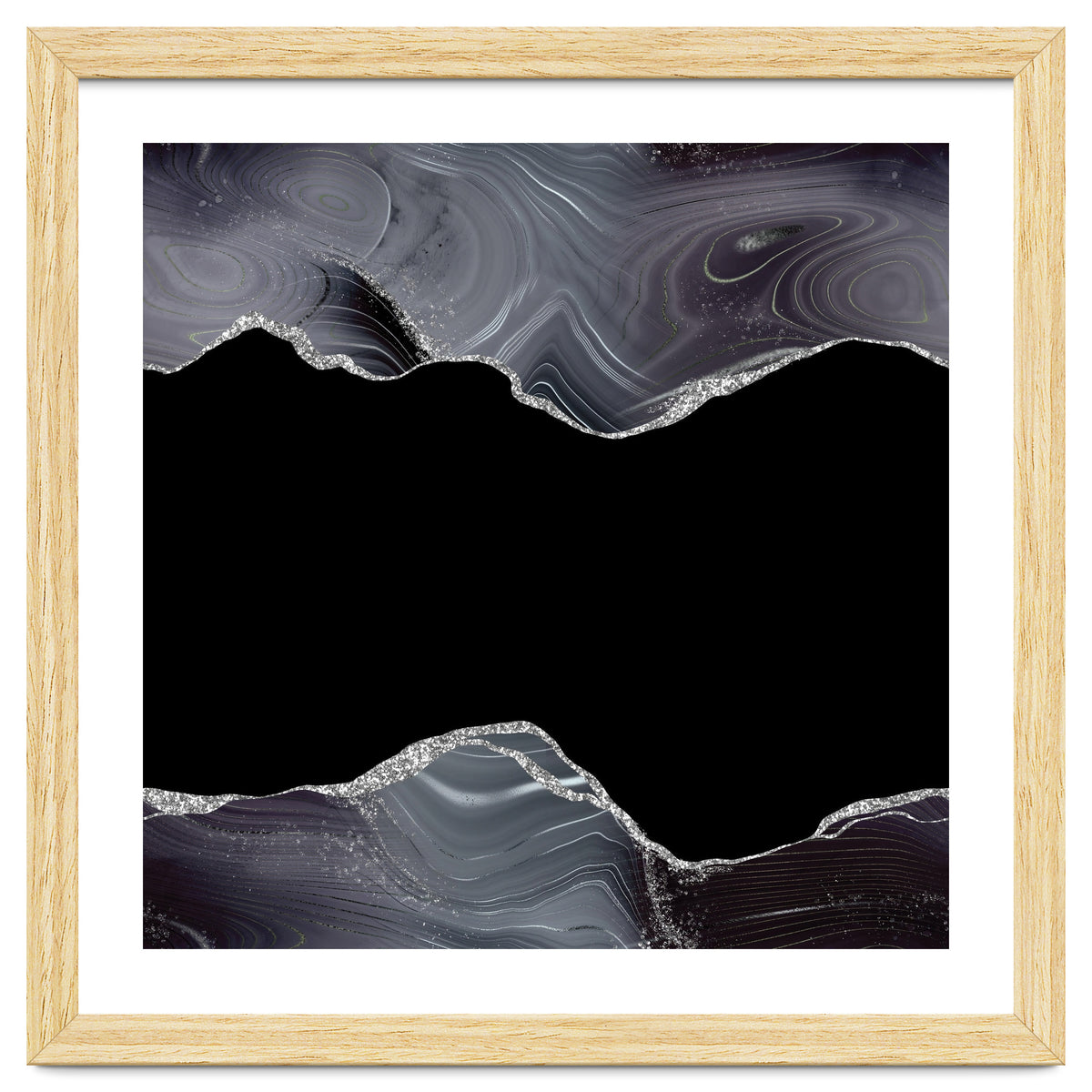 Black & Silver Glitter Agate Texture 04