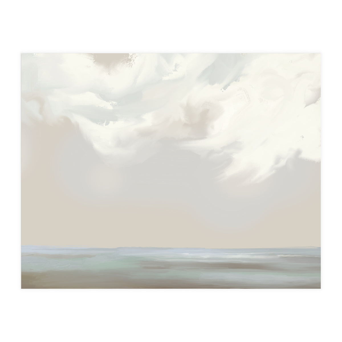 Abstract muted sea and clouds oil painting  (Print Only)
