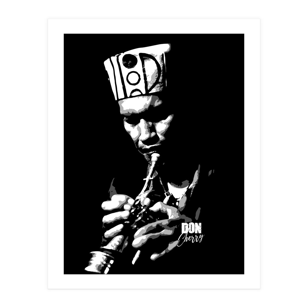 Don Cherry Trumpeter Jazz Music Legend in Grayscale (Print Only)