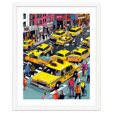 New York Minute, Yellow Taxi Cab Manhattan Downtown Busy Street, Traffic People Buildings Times Square Eclectic Road Architecture thumbnail