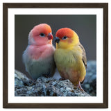 Pair Of Lovebirds Sitting On Rocks thumbnail