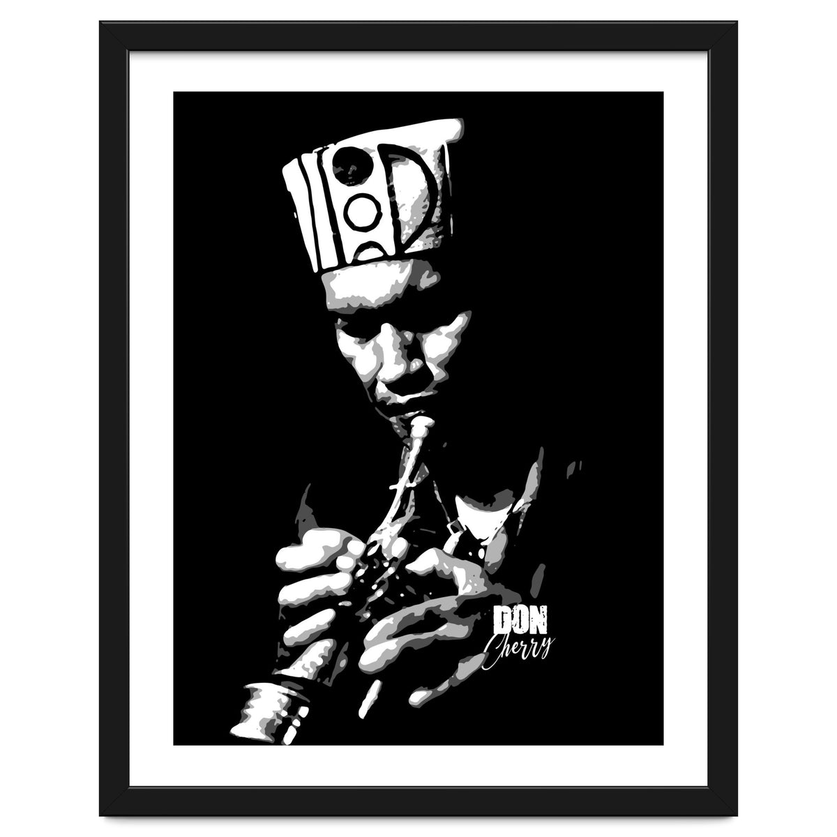Don Cherry Trumpeter Jazz Music Legend in Grayscale