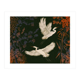 White Herons Flying Asian Art (Print Only) thumbnail