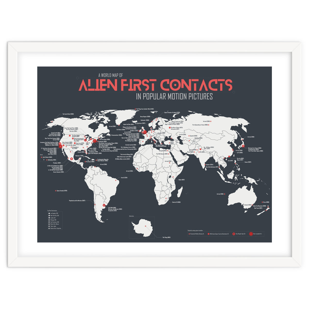 World Map of Alien First Contacts in Movies