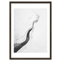 Abstract Black And White Ink Flowing Lines With Splatter
