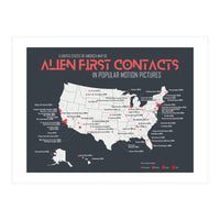 USA Map of Alien First Contacts in Movies (Print Only)