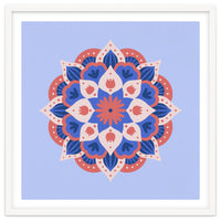 Mandala flower - blue and coral