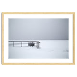 No lifeguards on the sign board in the winter snow beach thumbnail