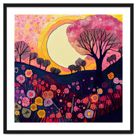 Folk Sunset Over Floral Hills