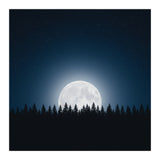 Midnight Serenity: Full Moon Over Forest Silhouettes (Print Only) thumbnail