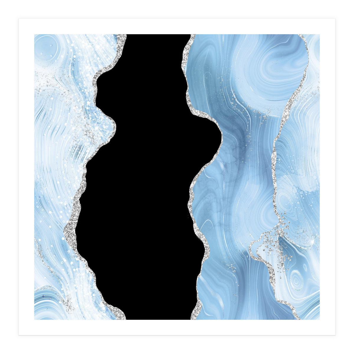 Blue & Silver Agate Glitter Texture 02 (Print Only)