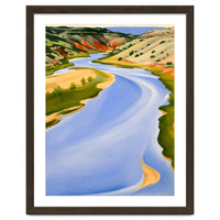 Georgia O’Keeffe – Chama River, Ghost Ranch (1937) | Serene Southwestern Landscape in Bold Modernist Forms
