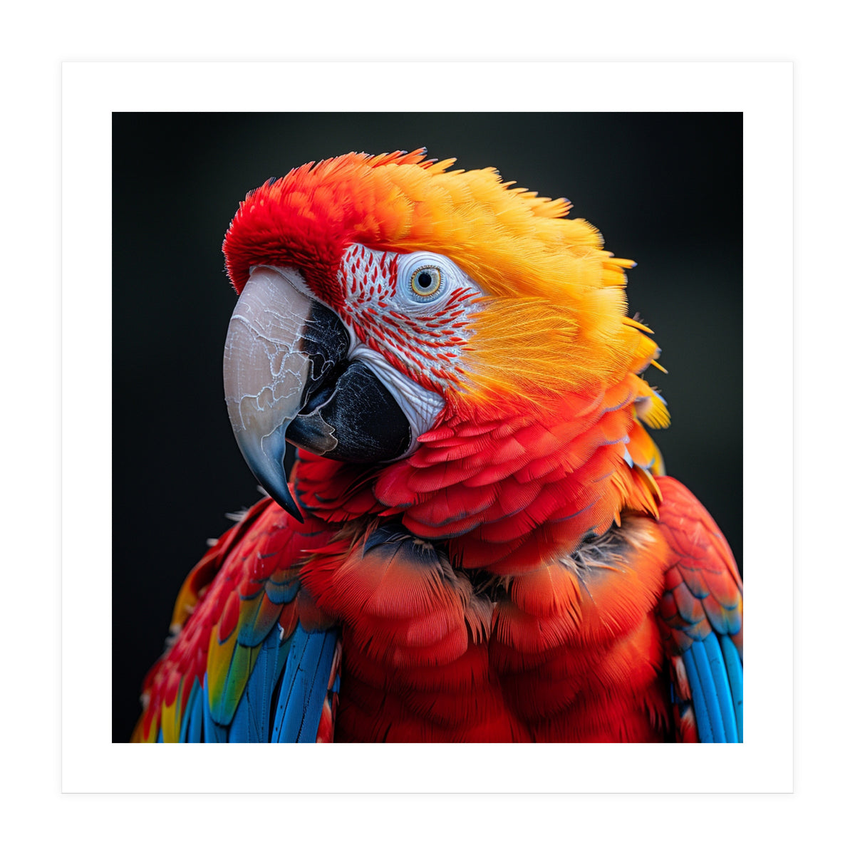 Scarlet Macaw Parrot Portrait Vivid Colors (Print Only)