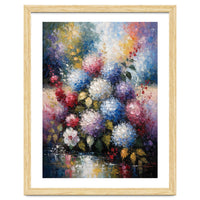 Vibrant Summer Hydrangea Bouquet Heavy Impasto Oil Painting