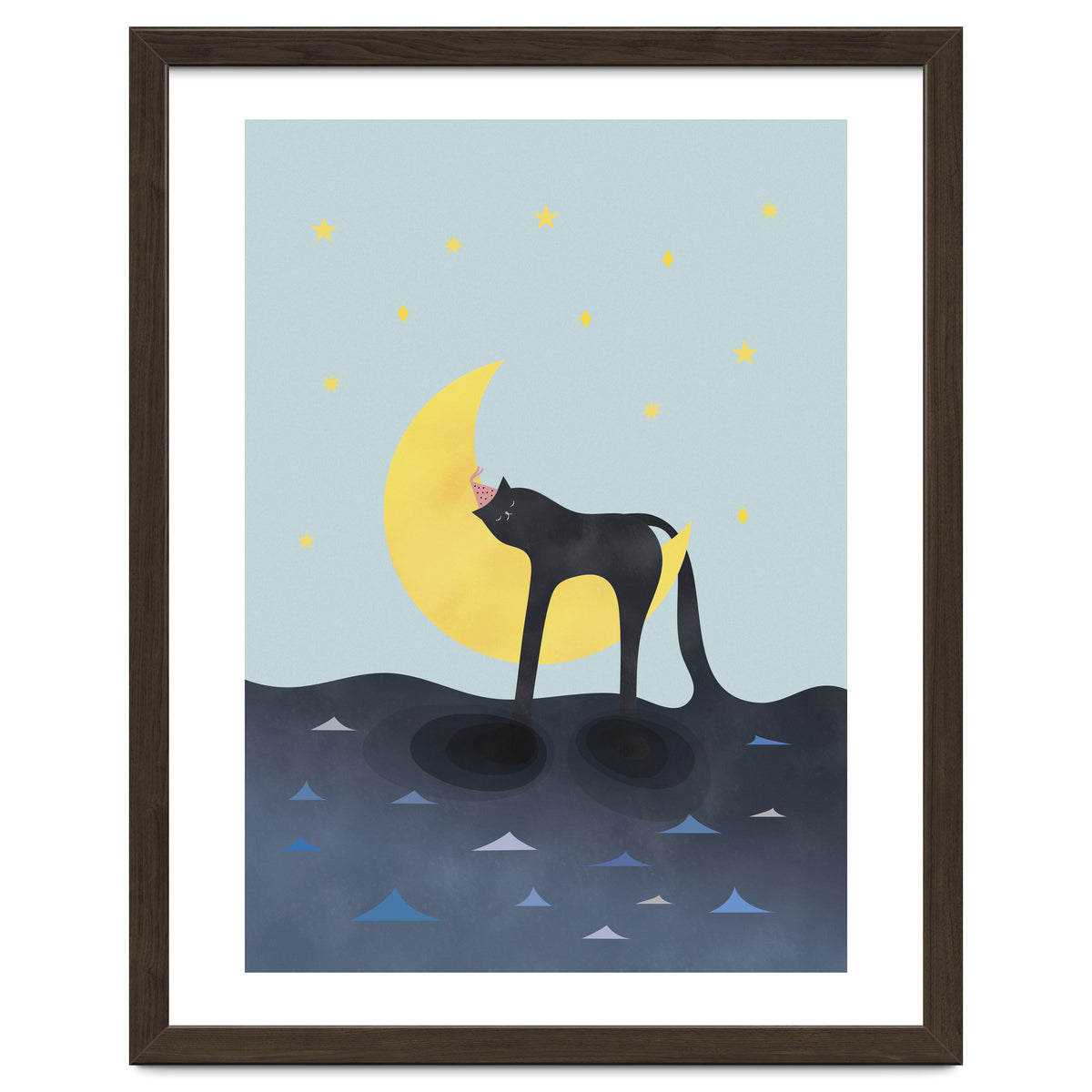 Beauty Sleep - Melting Cat on the crescent moon